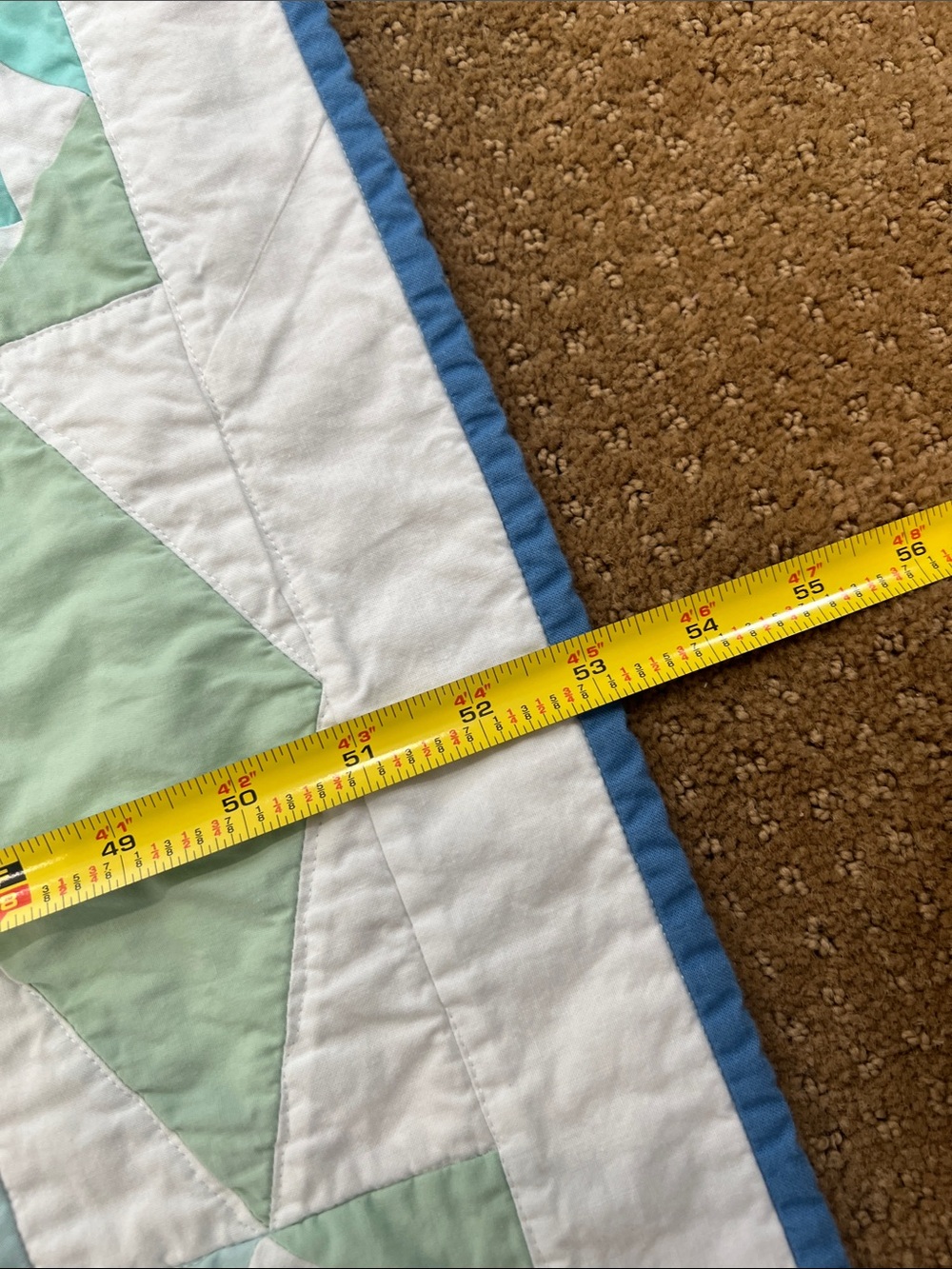 Blue & Green Gradient Cotton Quilt - Modern Geometric Bedding - Picture 2 of 6